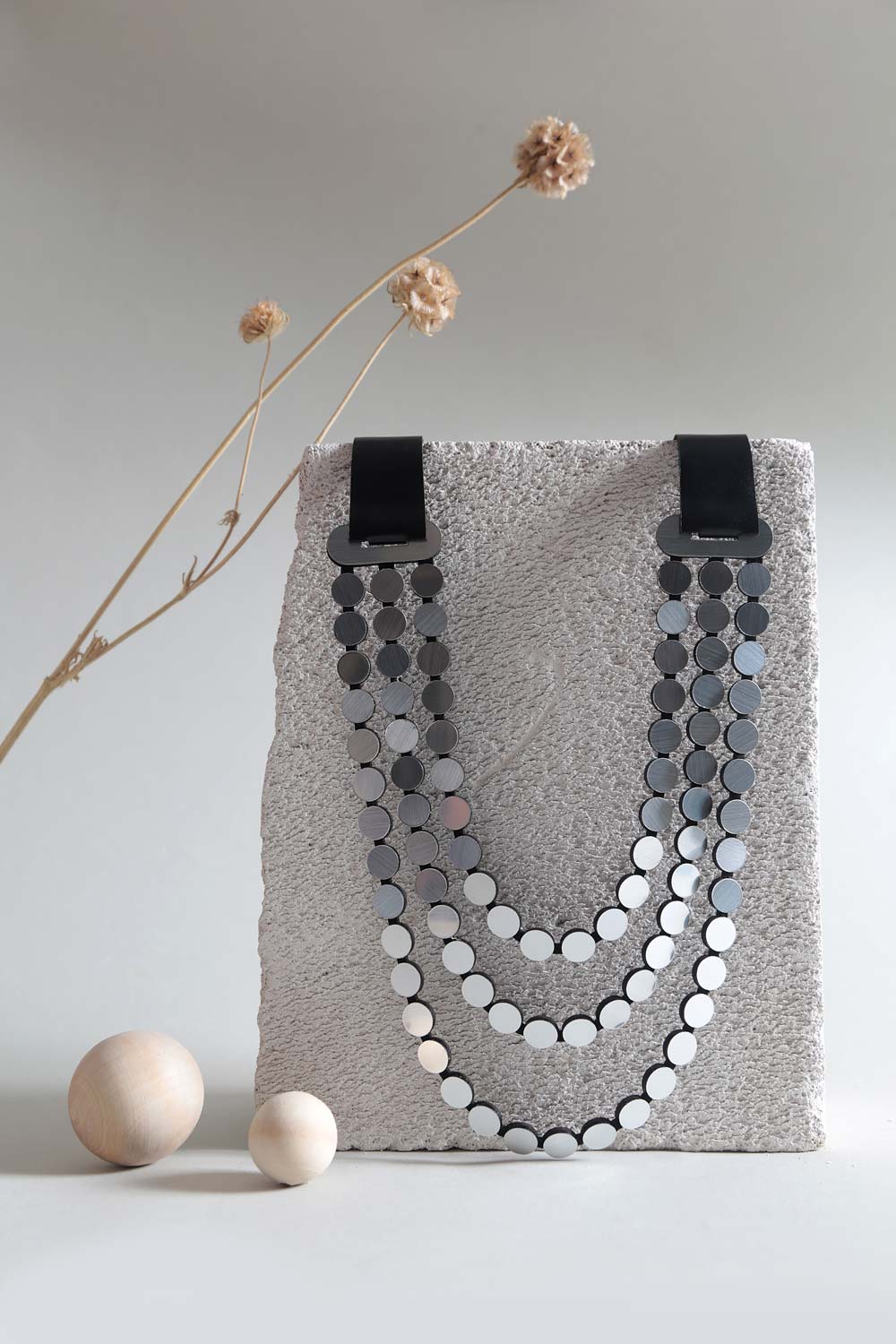 Collar Abstraction Tres Capas - Plata