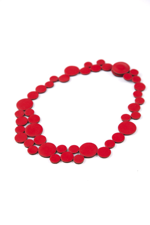 Abstraction Necklace Small - Red Leather