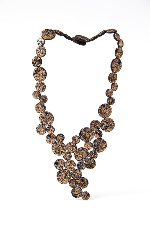 Abstraction Necklace V - Crackled Gold Leather