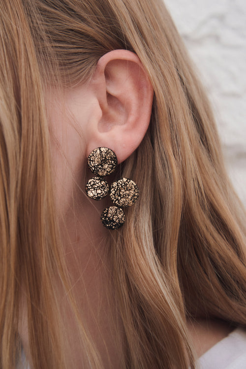Abstraction Earrings Small - Crackled Gold Leather