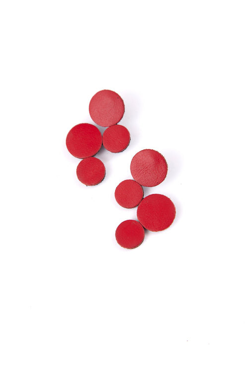 Abstraction Earrings Small - Red Leather