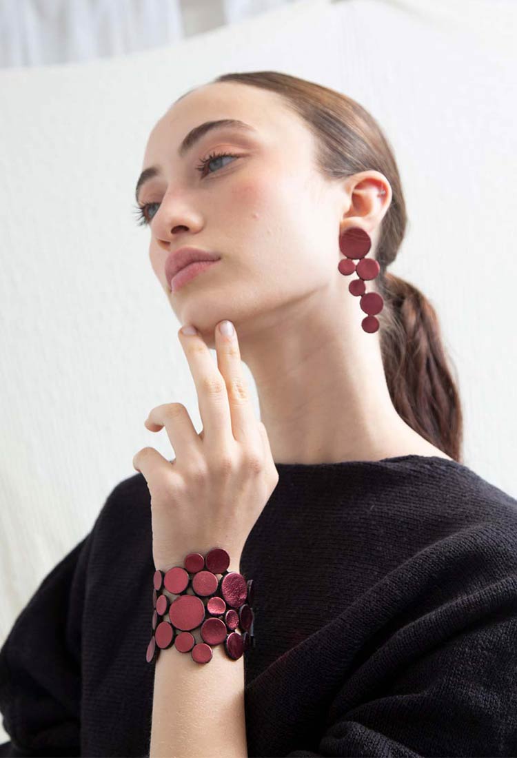 Pendientes Abstraction Largos - Burdeos