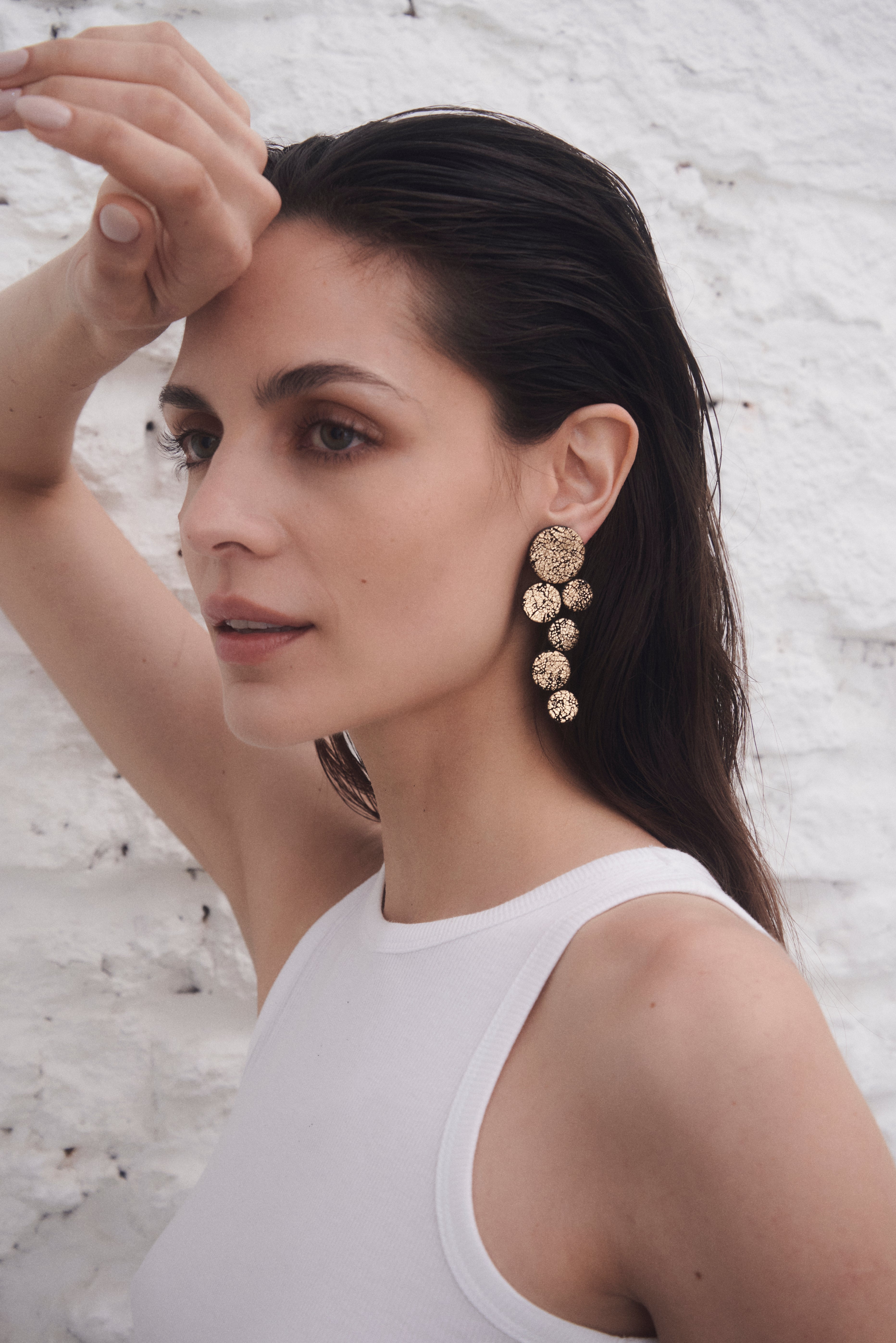 Pendientes Abstraction Largos - Oro Craquelado