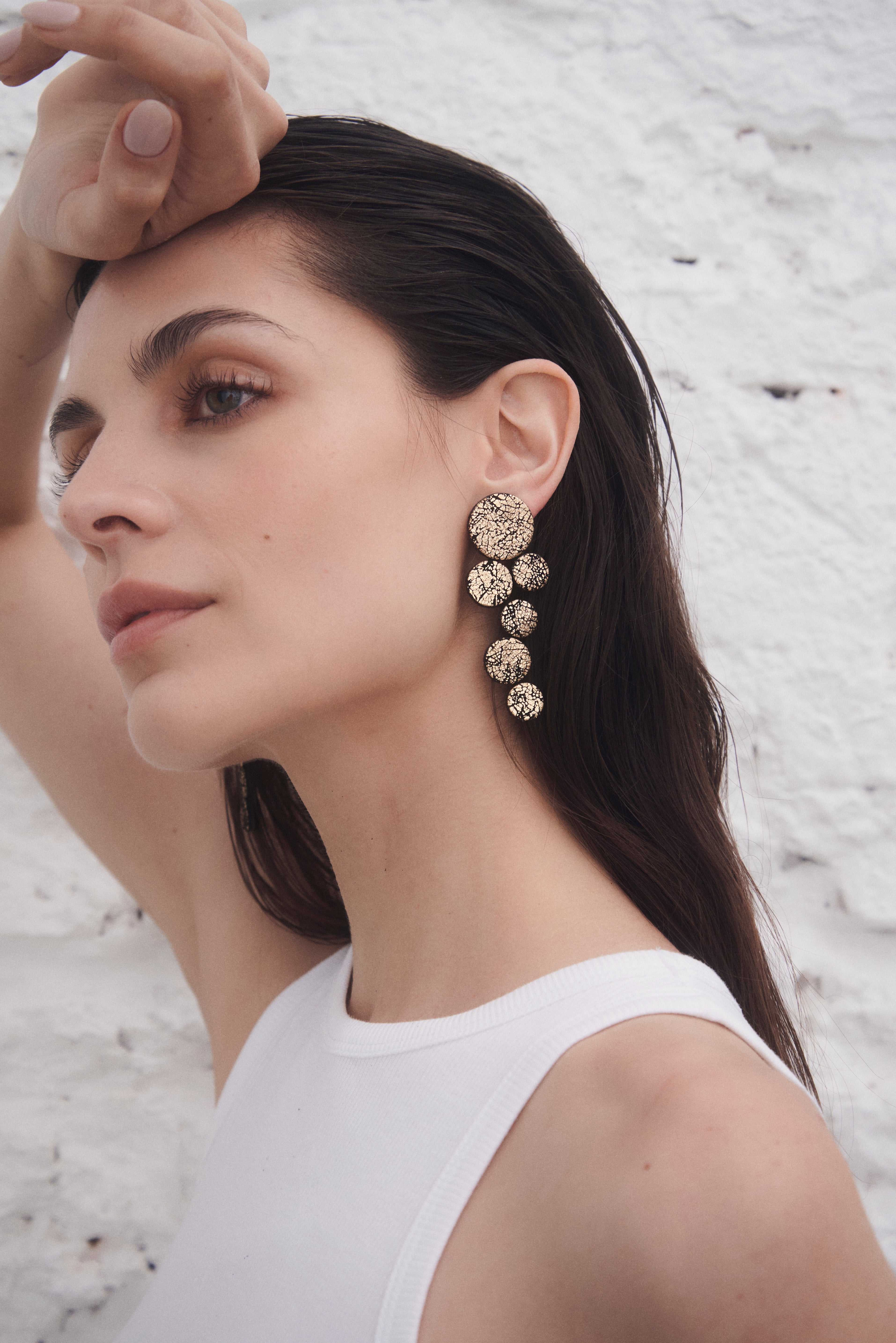 Pendientes Abstraction Largos - Oro Craquelado