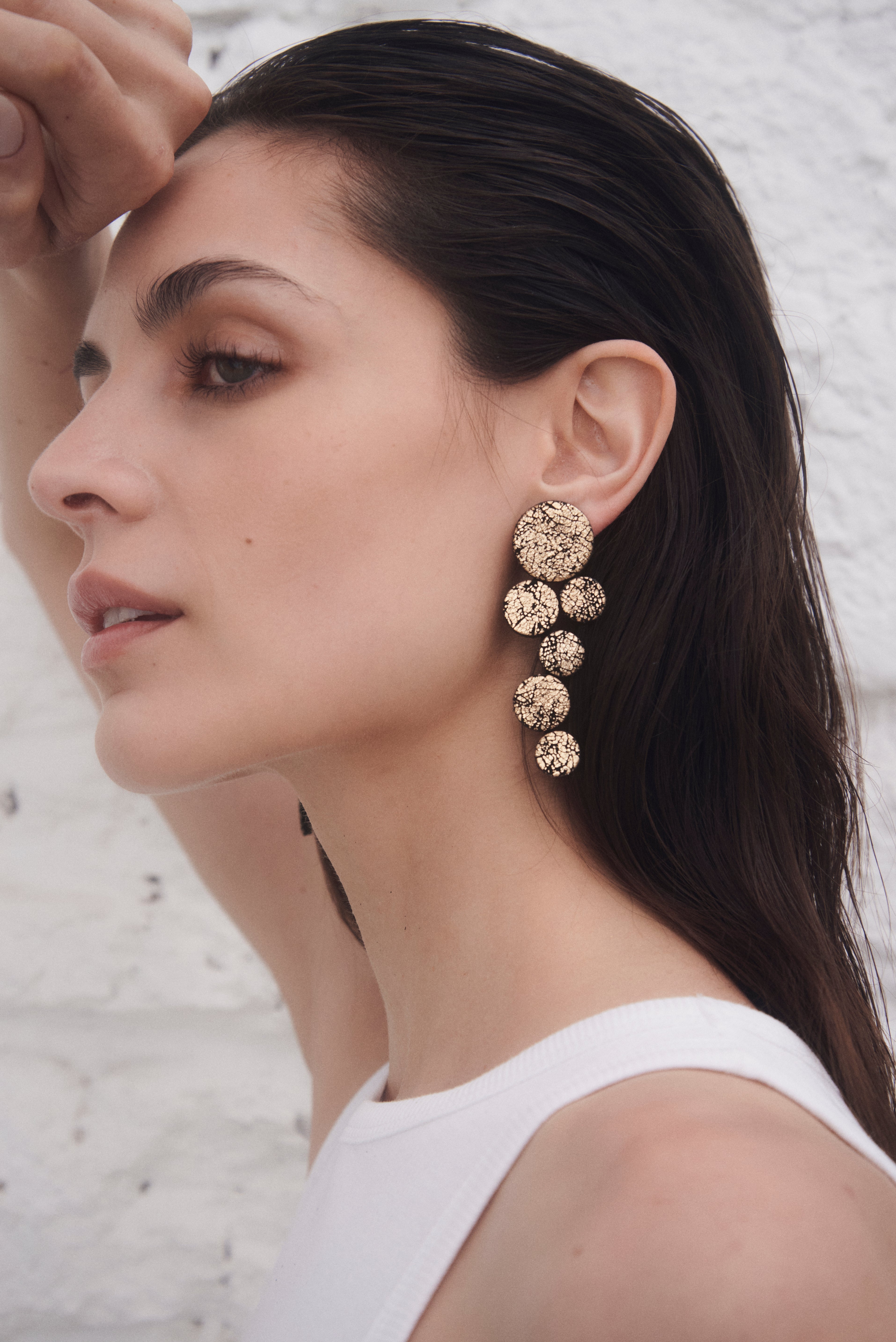 Pendientes Abstraction Largos - Oro Craquelado