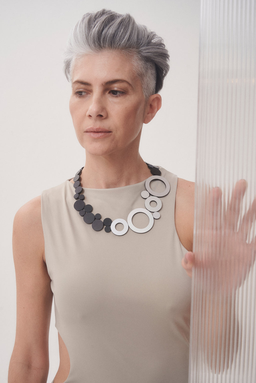 Collar Abstraction Nuevo - Plata/Negro