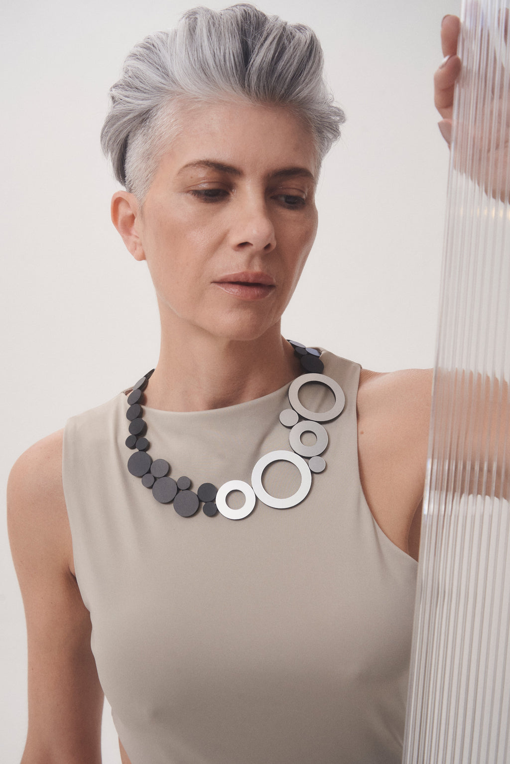 Collar Abstraction Nuevo - Plata/Negro