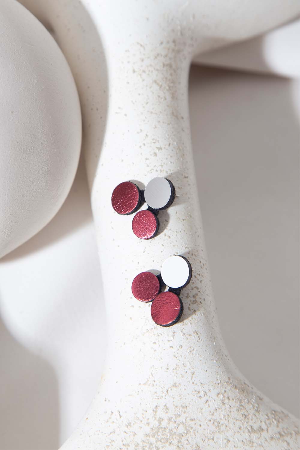 Pendientes Abstraction - Plata/Burdeos