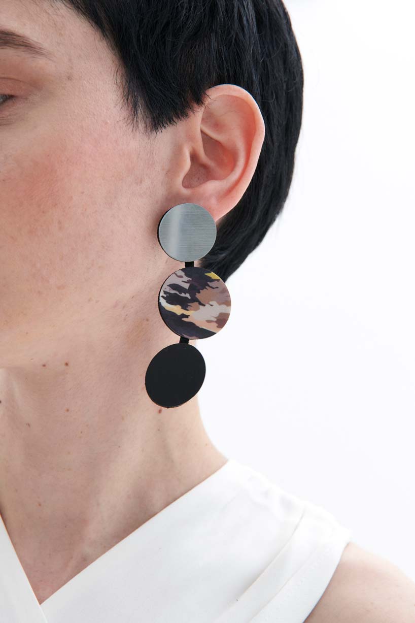 Boucles d'oreilles cercles ajourés ciel - Jaune