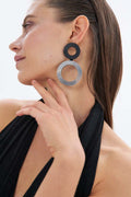 Pendientes Frame Largos - Plata/ Negro