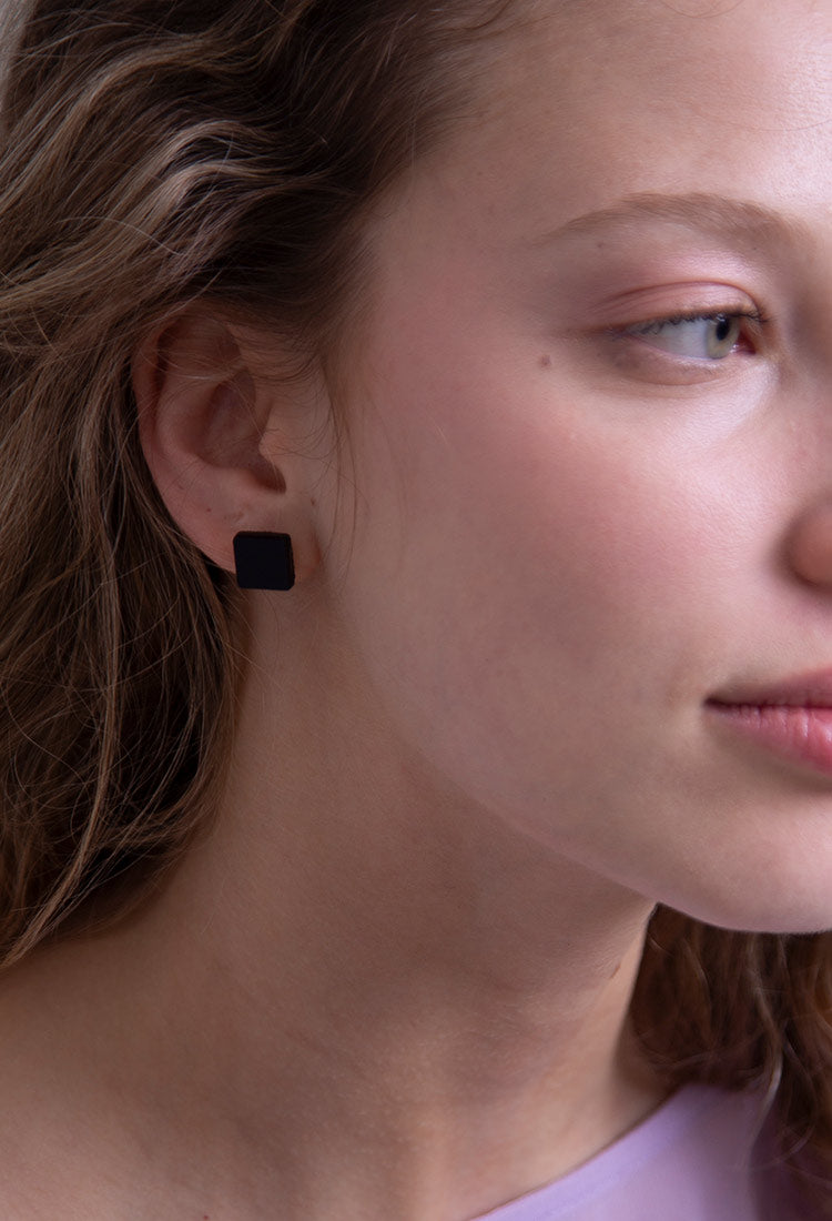 Hannah Earrings Square +  Triangle - Black