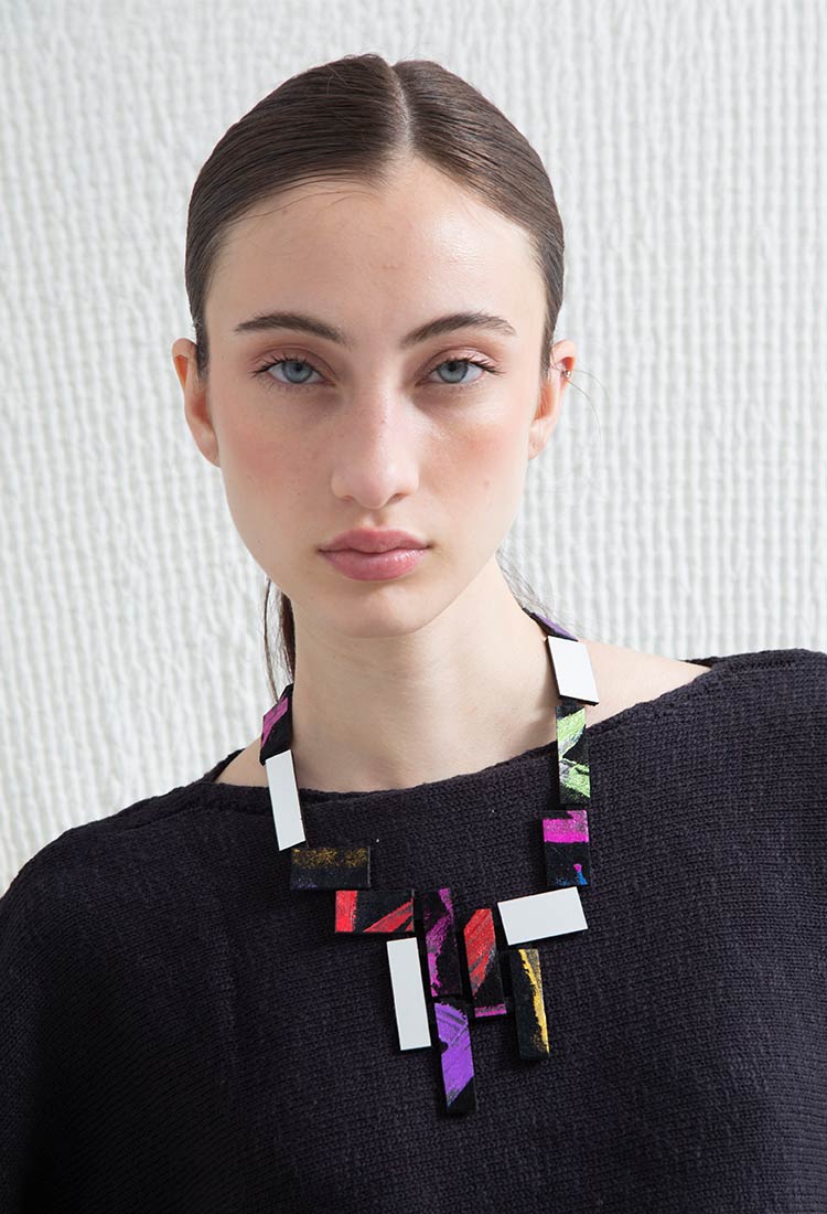 Collar Klee V - Plata/Negro/Arcoíris