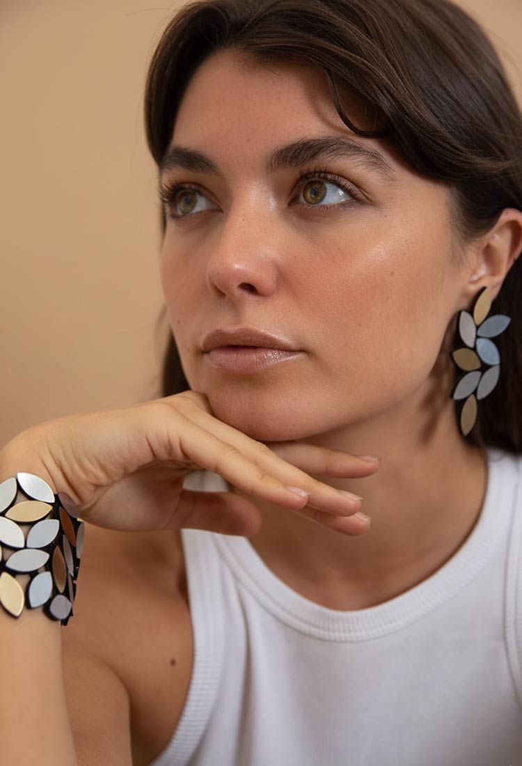 Pendientes Kate Leaves Largos - Plata/Oro