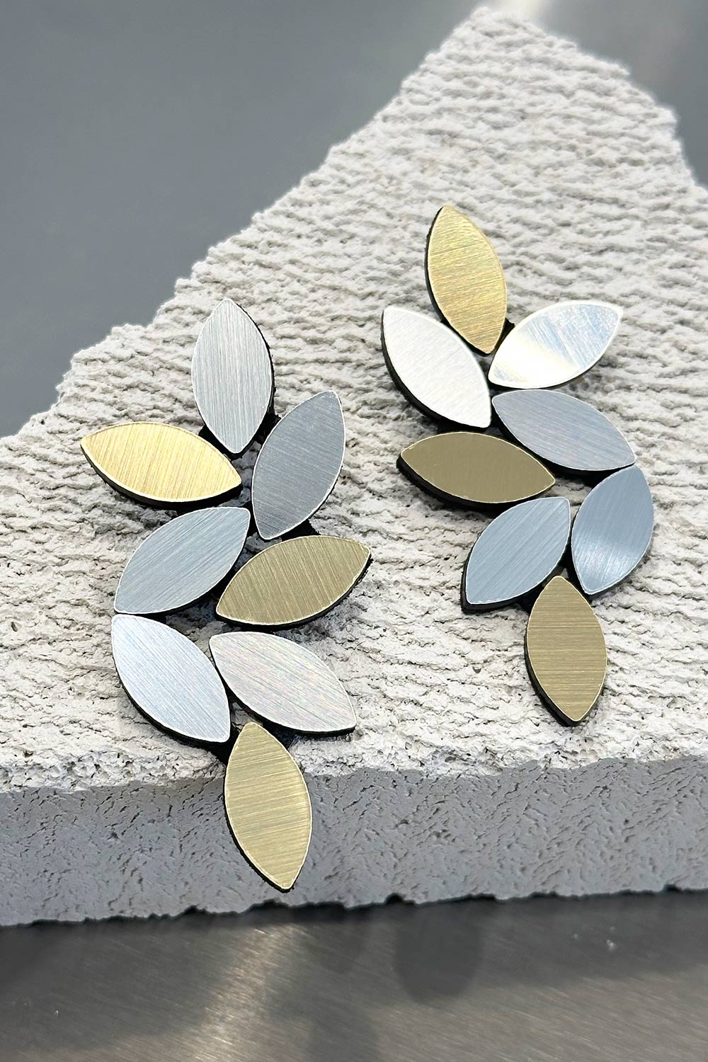 Pendientes Kate Leaves Largos - Plata/Oro