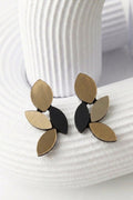 Pendientes Kate Leaves Medianos - Negro/Oro - Con Clip