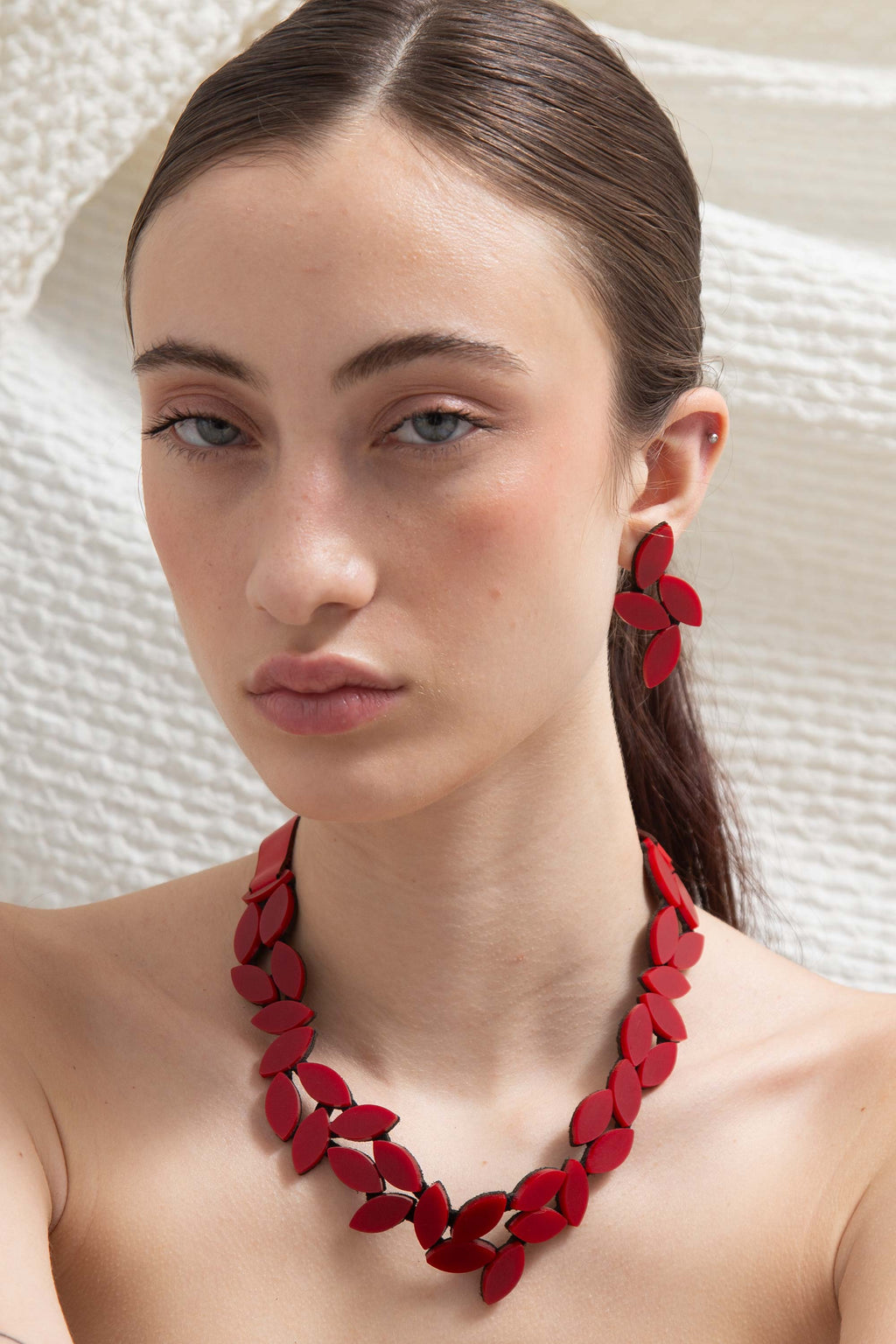 Pendientes Kate Leaves Medianos - Rojo