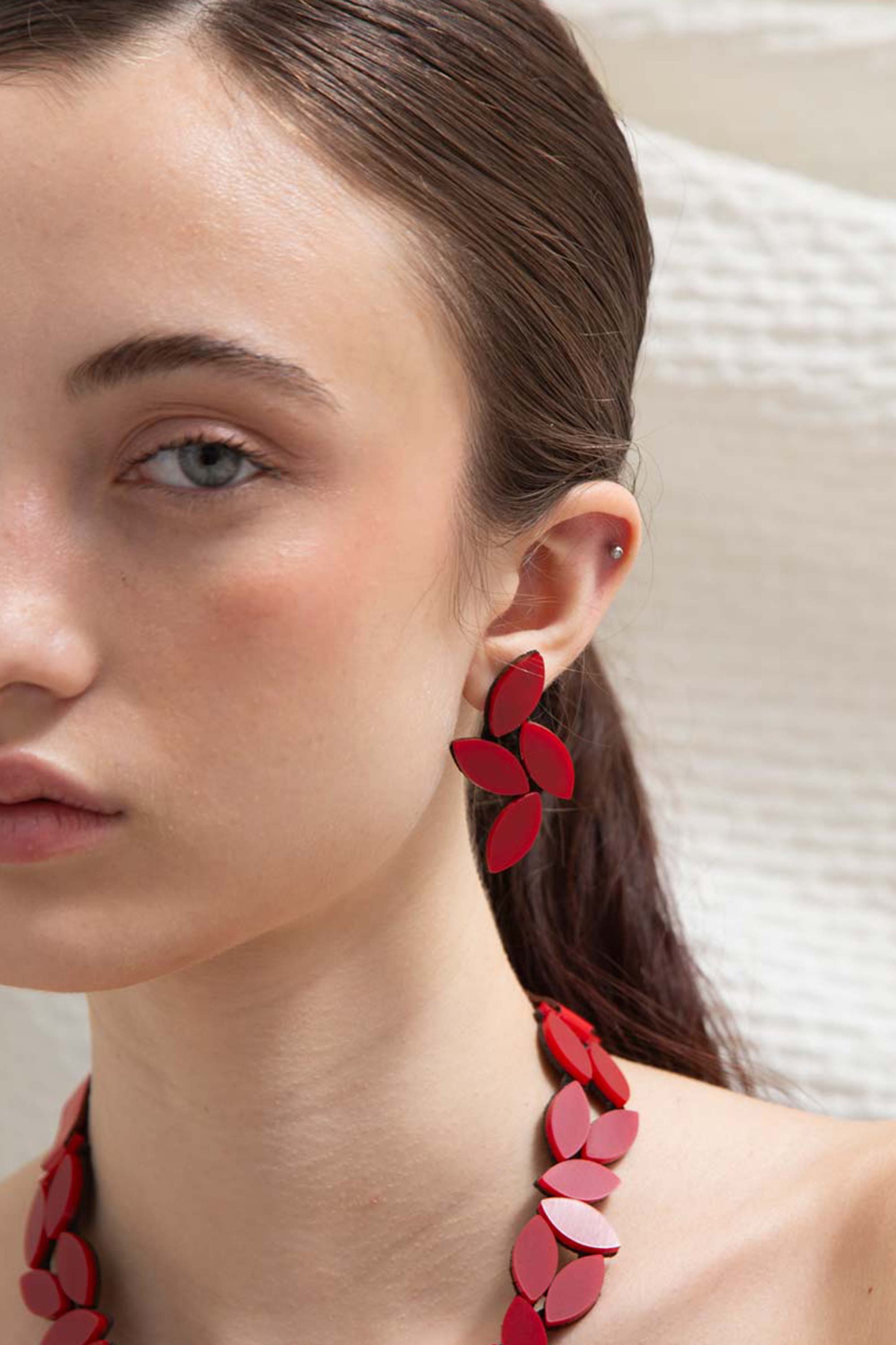 Pendientes Kate Leaves Medianos - Rojo