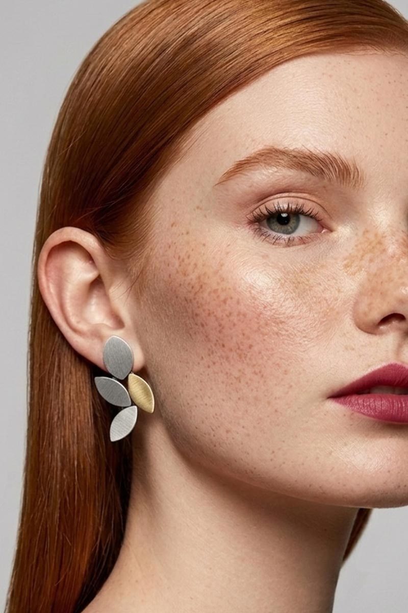 Pendientes Kate Leaves - Plata/Oro - Con Clip
