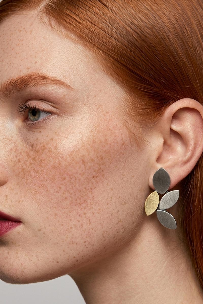 Pendientes Kate Leaves - Plata/Oro - Con Clip