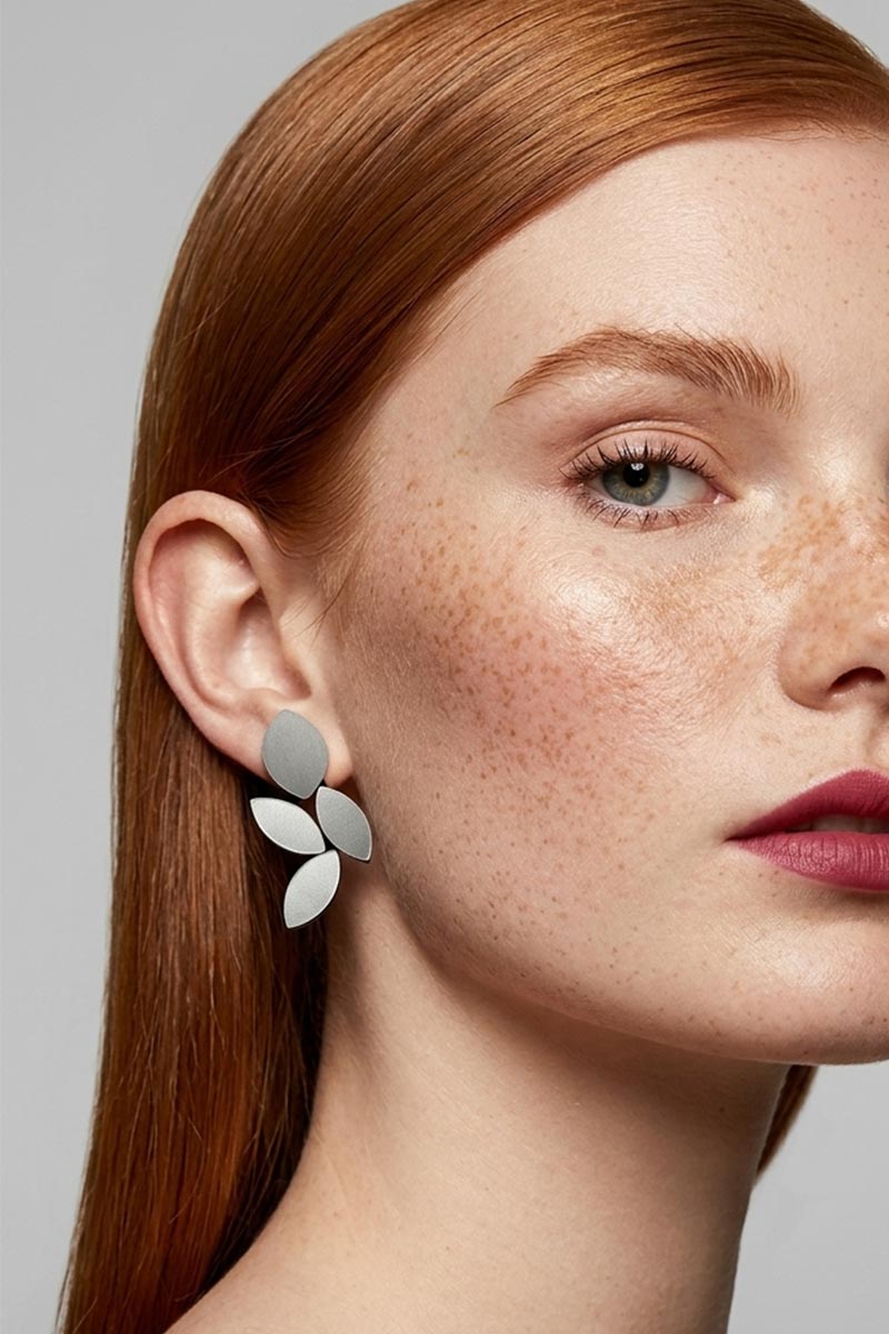 Pendientes Kate Leaves Medianos - Plata - Con Clip