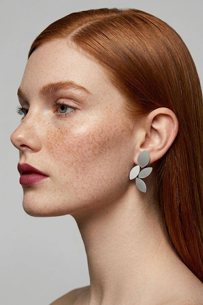 Pendientes Kate Leaves Medianos - Plata - Con Clip