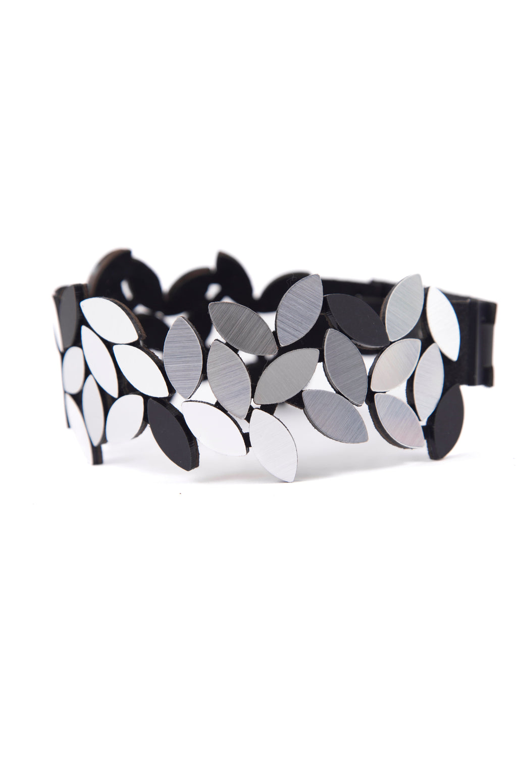 Collar Choker Kate Leaves - Plata/Negro