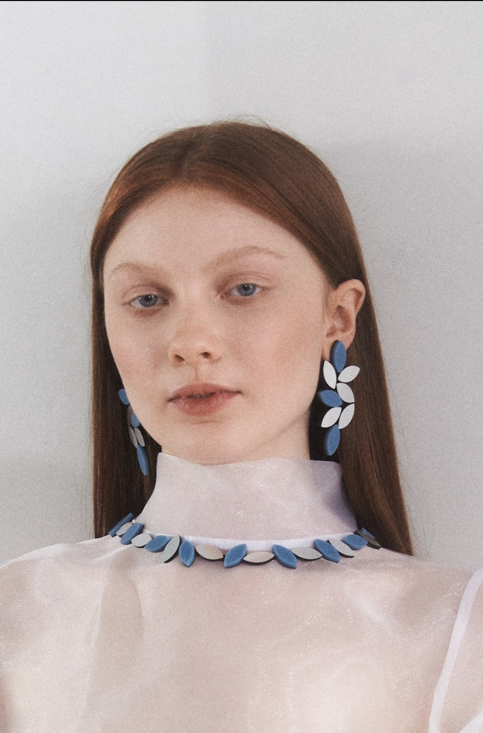 Collar Kate Leaves Redondo - Plata/Celeste