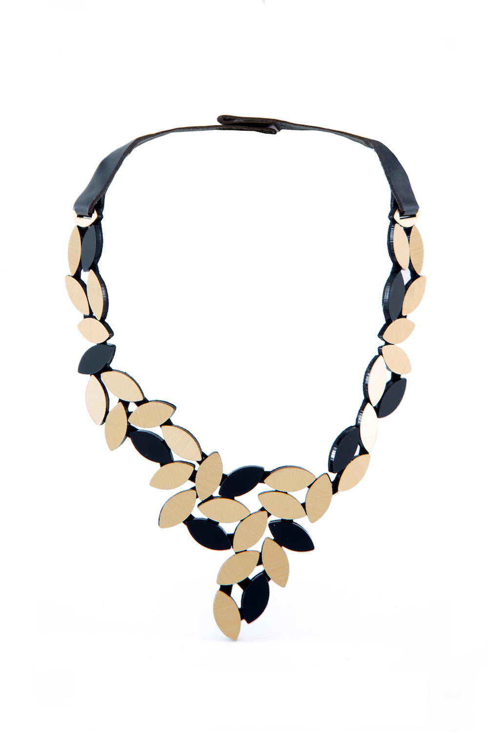 Collar Kate Leaves V - Negro/Oro