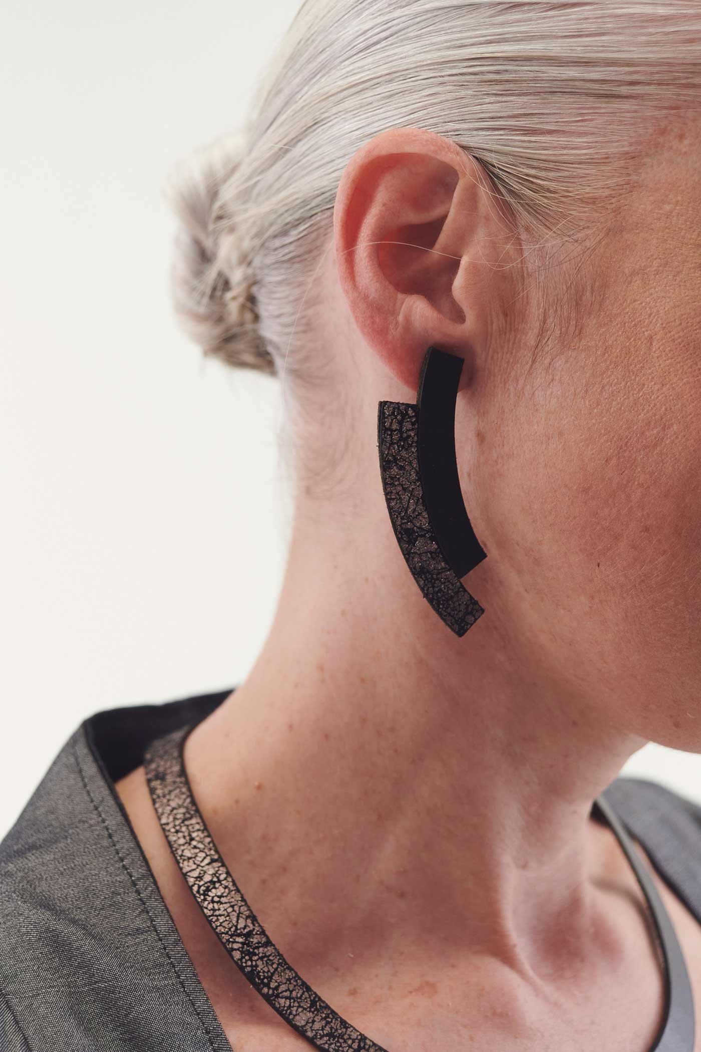 Pendientes Duo - Negro/Peltre