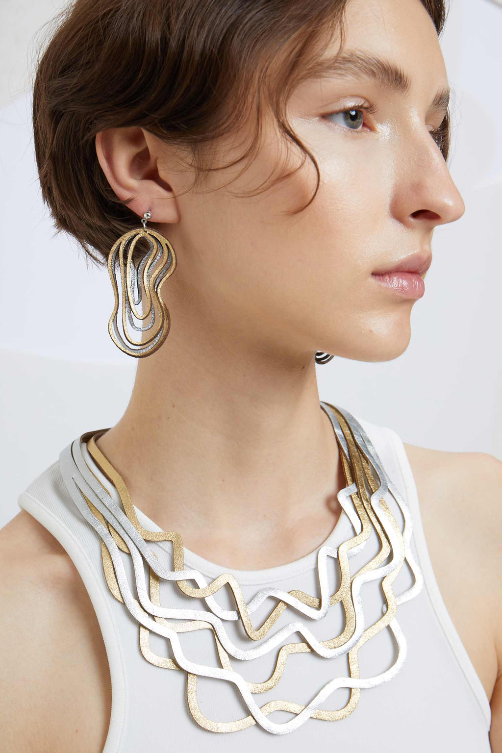 Pendientes Curves Duo - Plata/Oro