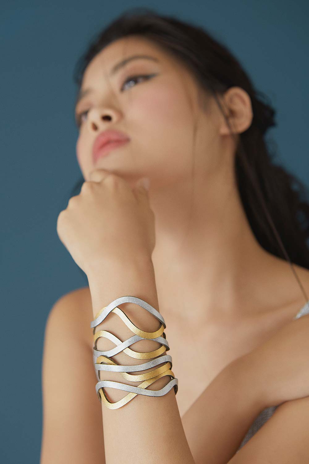 Brazalete Curves Duo - Plata/Oro