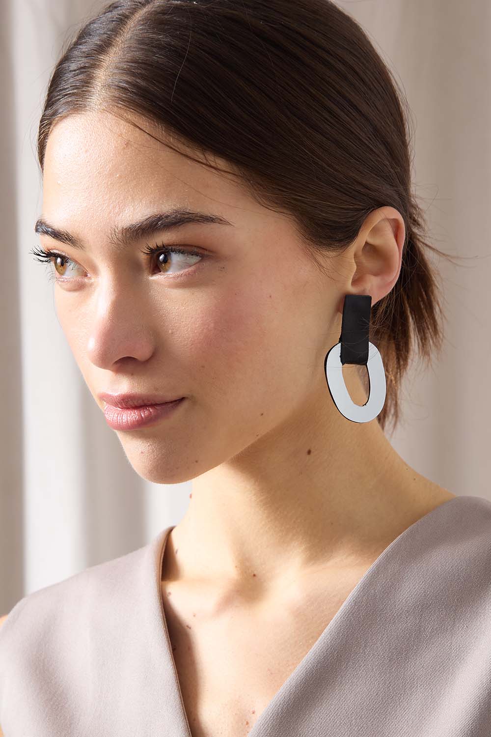 Pendientes Miss Link Cortos - Plata/Negro