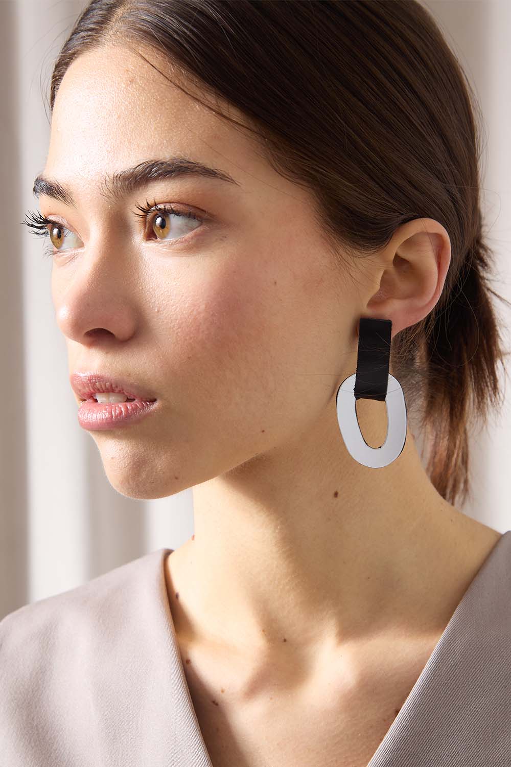 Pendientes Miss Link Cortos - Plata/Negro