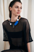 Collar Organic Reflections Redondo - Plata/Negro/Peltre/Azul