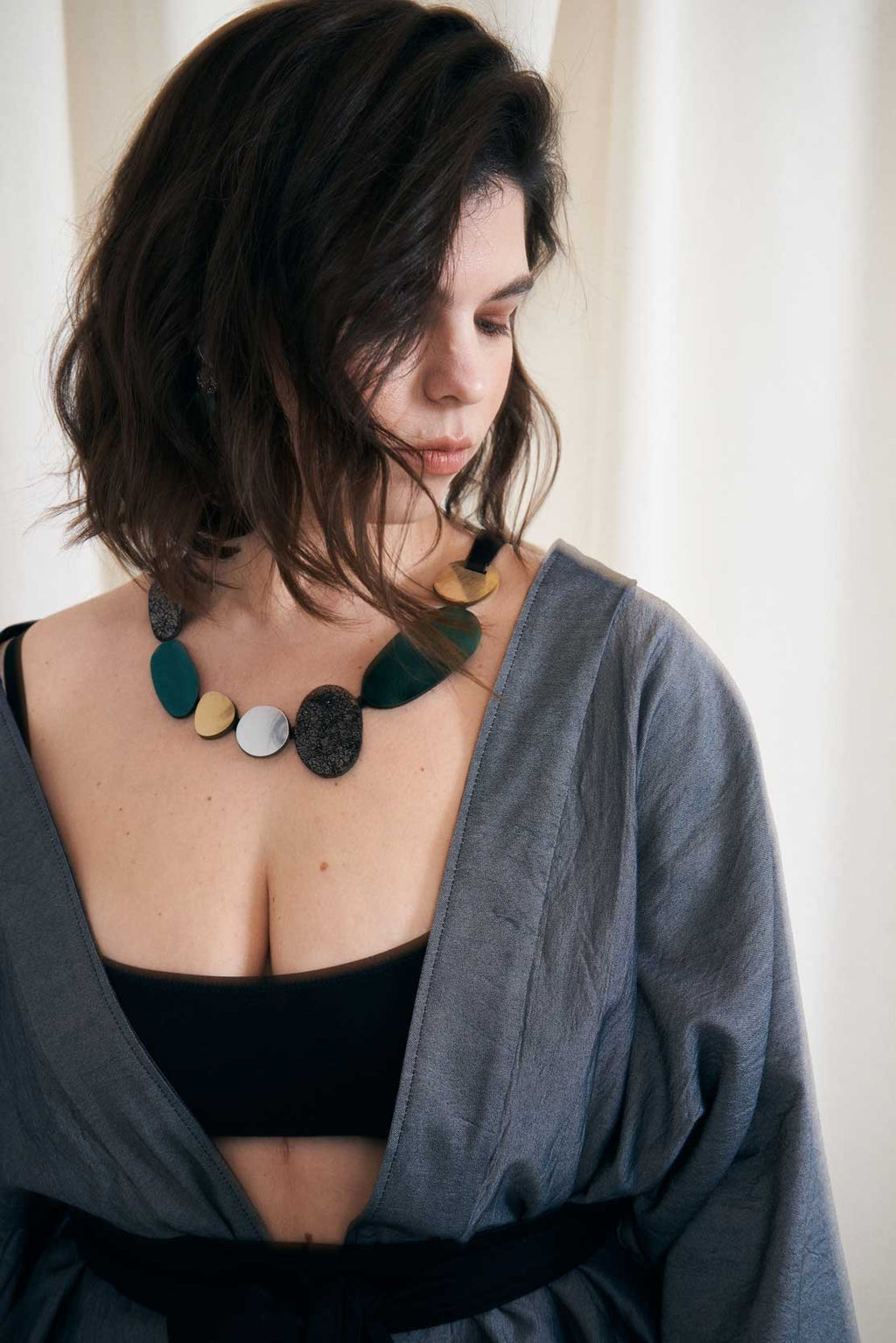 Collar Organic Reflections Redondo - Plata/Oro/Peltre/Verde