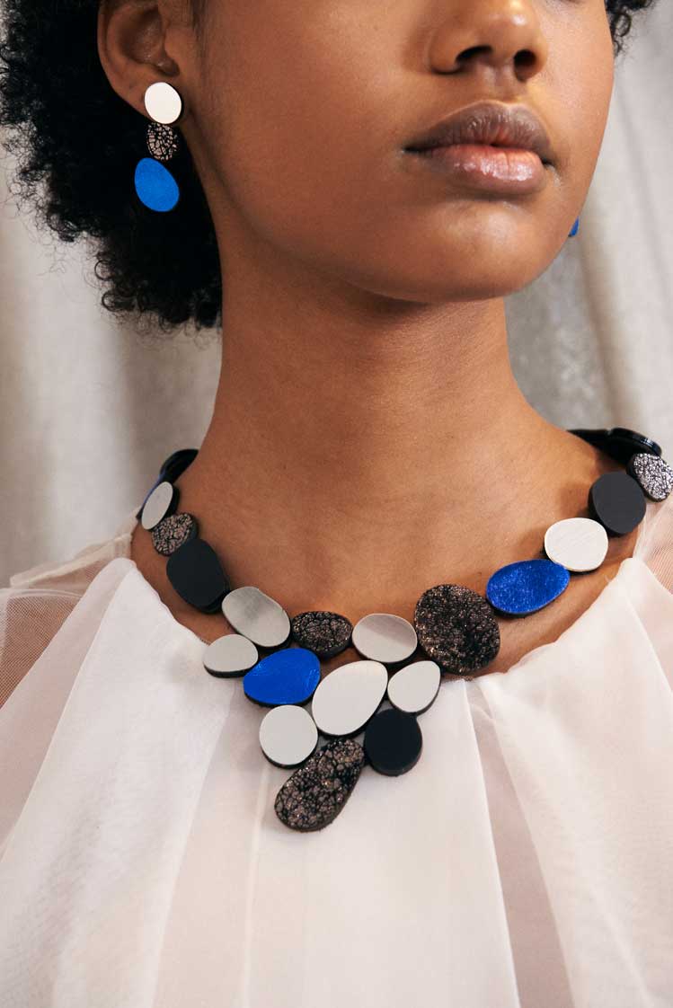 Pendientes Organic Reflections - Plata/Peltre/Azul