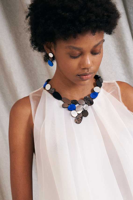 Pendientes Organic Reflections - Plata/Peltre/Azul