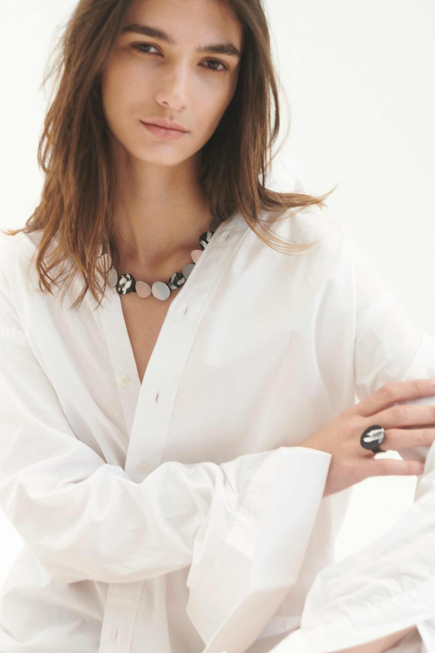 Collar Organic Reflections Redondo - Plata/Negro