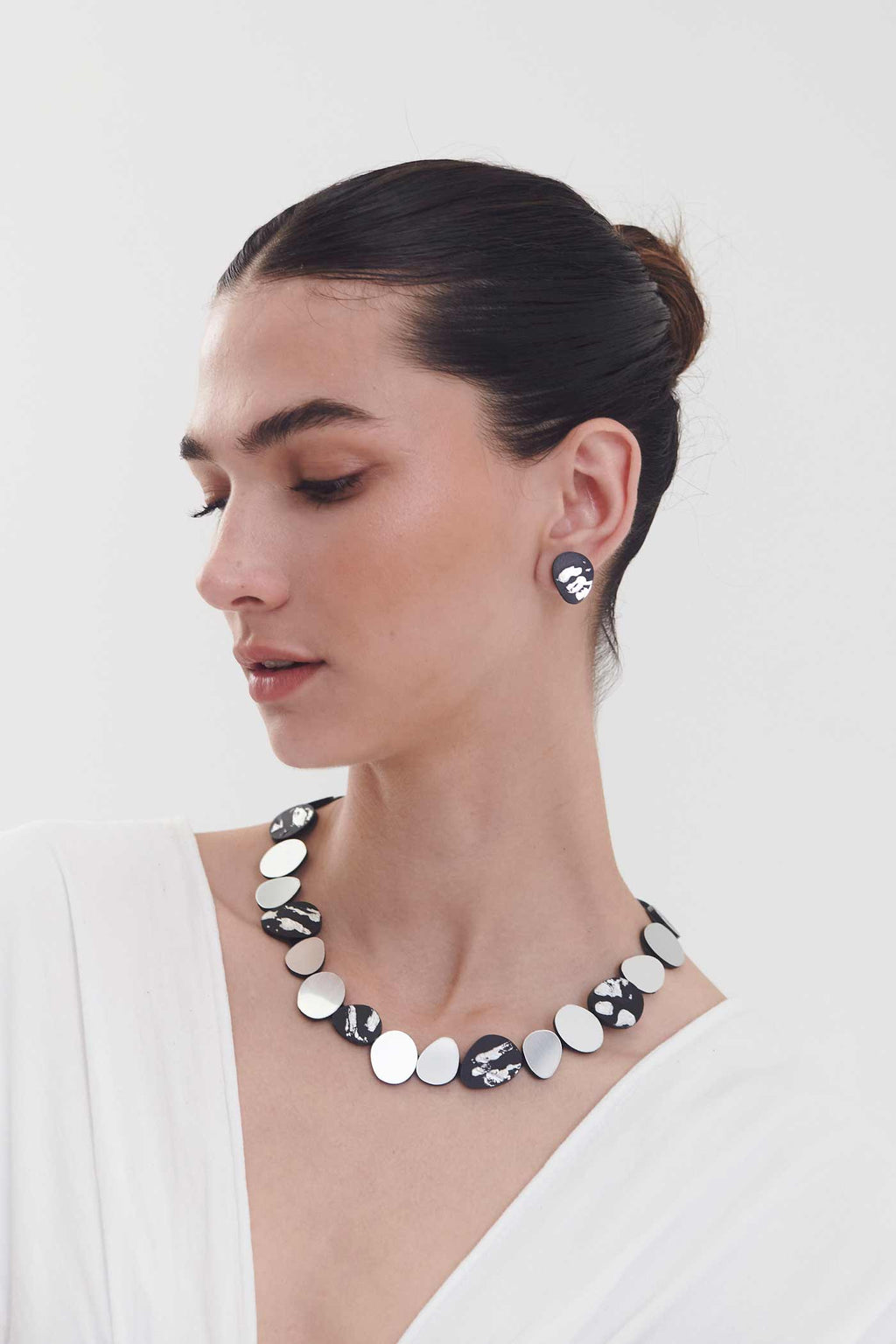 Collar Organic Reflections Redondo - Plata/Negro