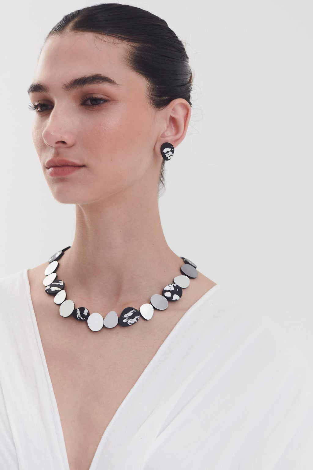 Collar Organic Reflections Redondo - Plata/Negro