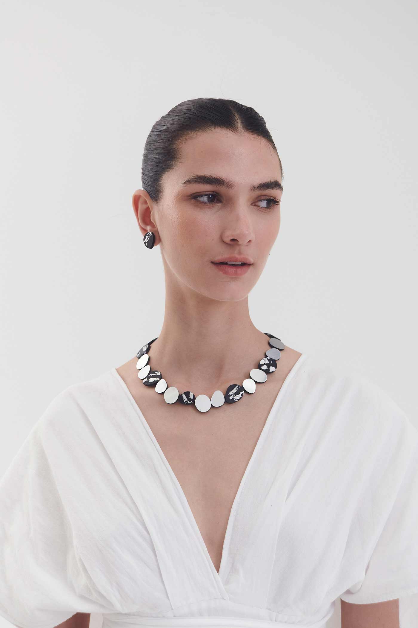 Collar Organic Reflections Redondo - Plata/Negro