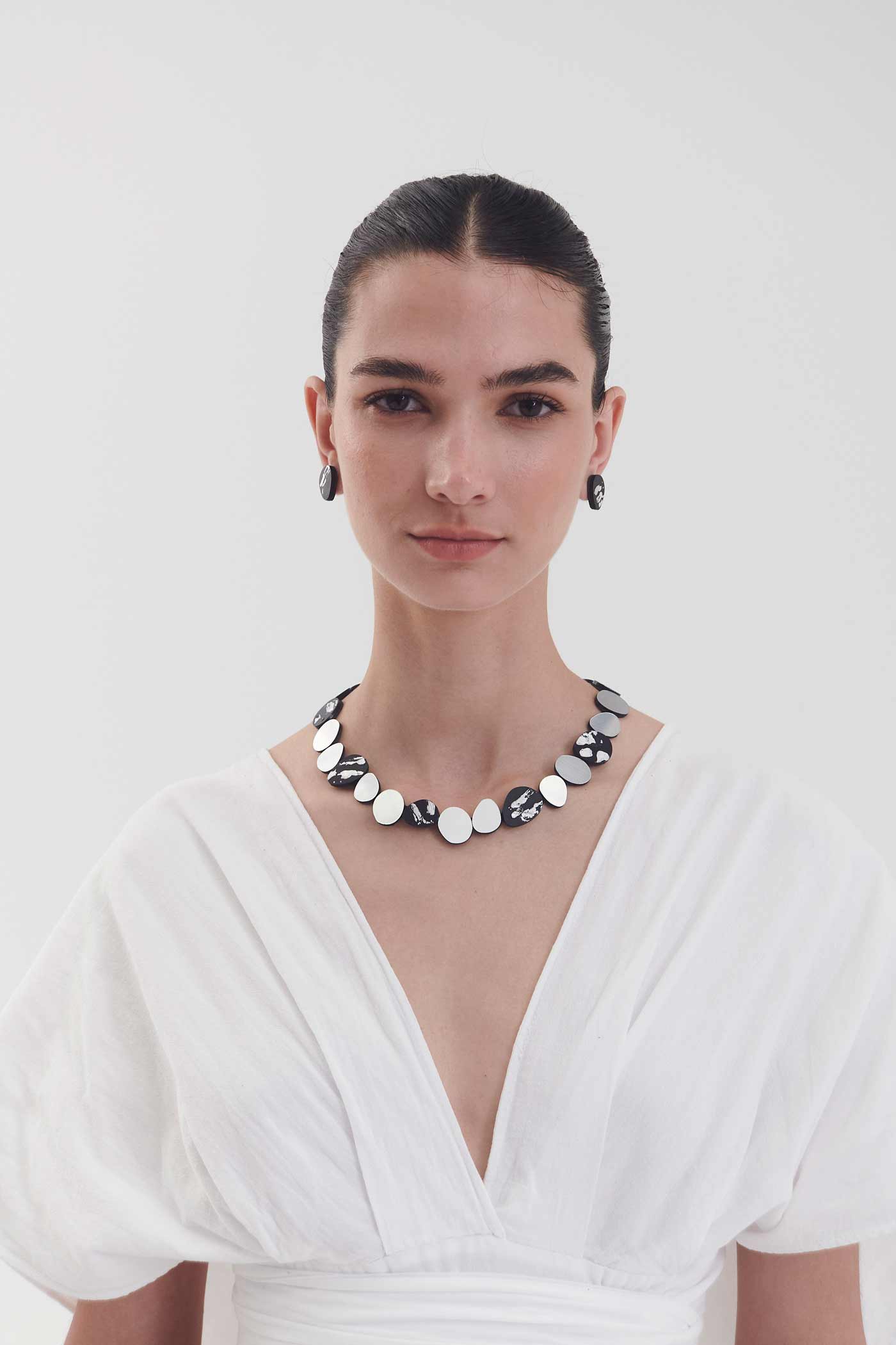 Collar Organic Reflections Redondo - Plata/Negro