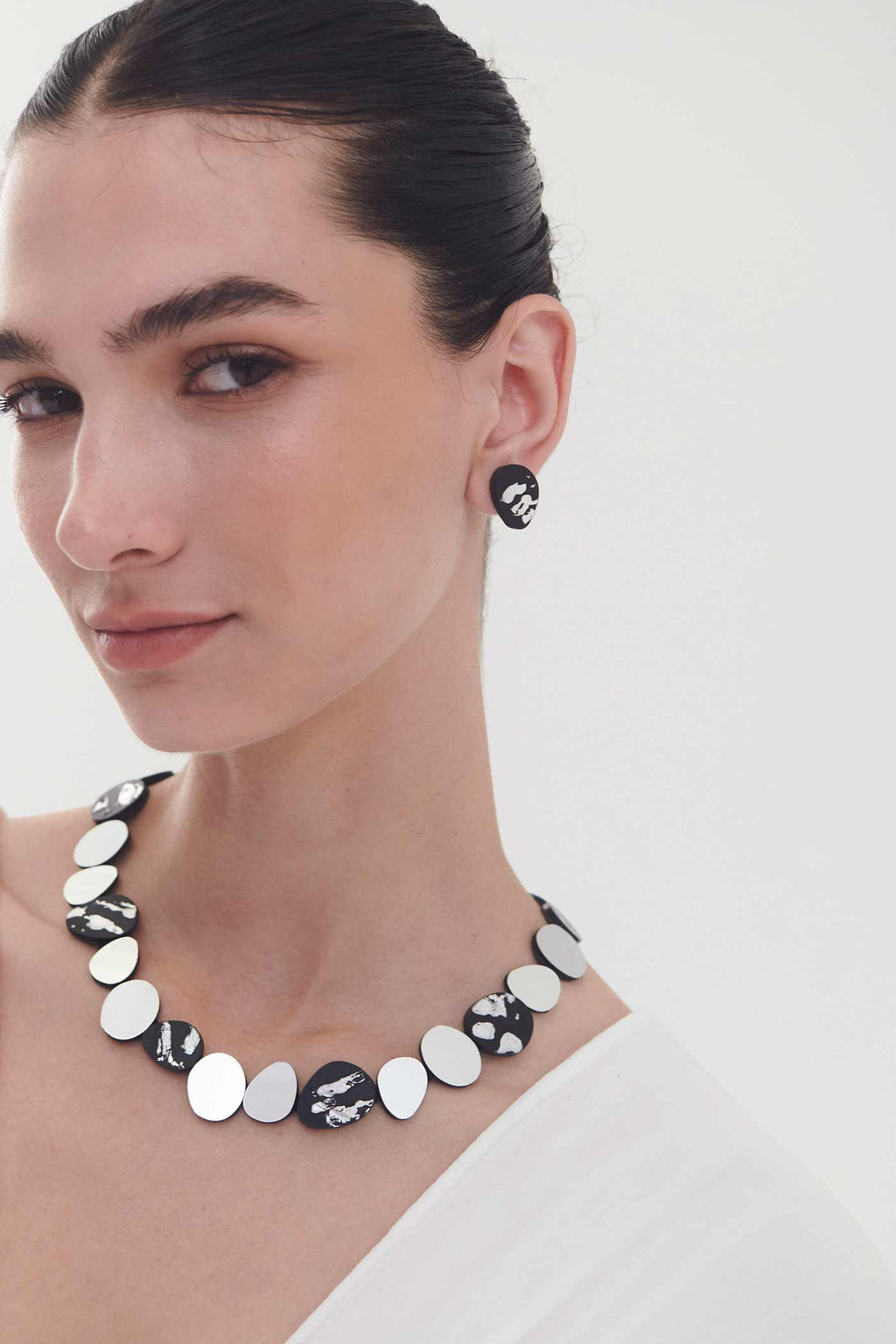 Collar Organic Reflections Redondo - Plata/Negro