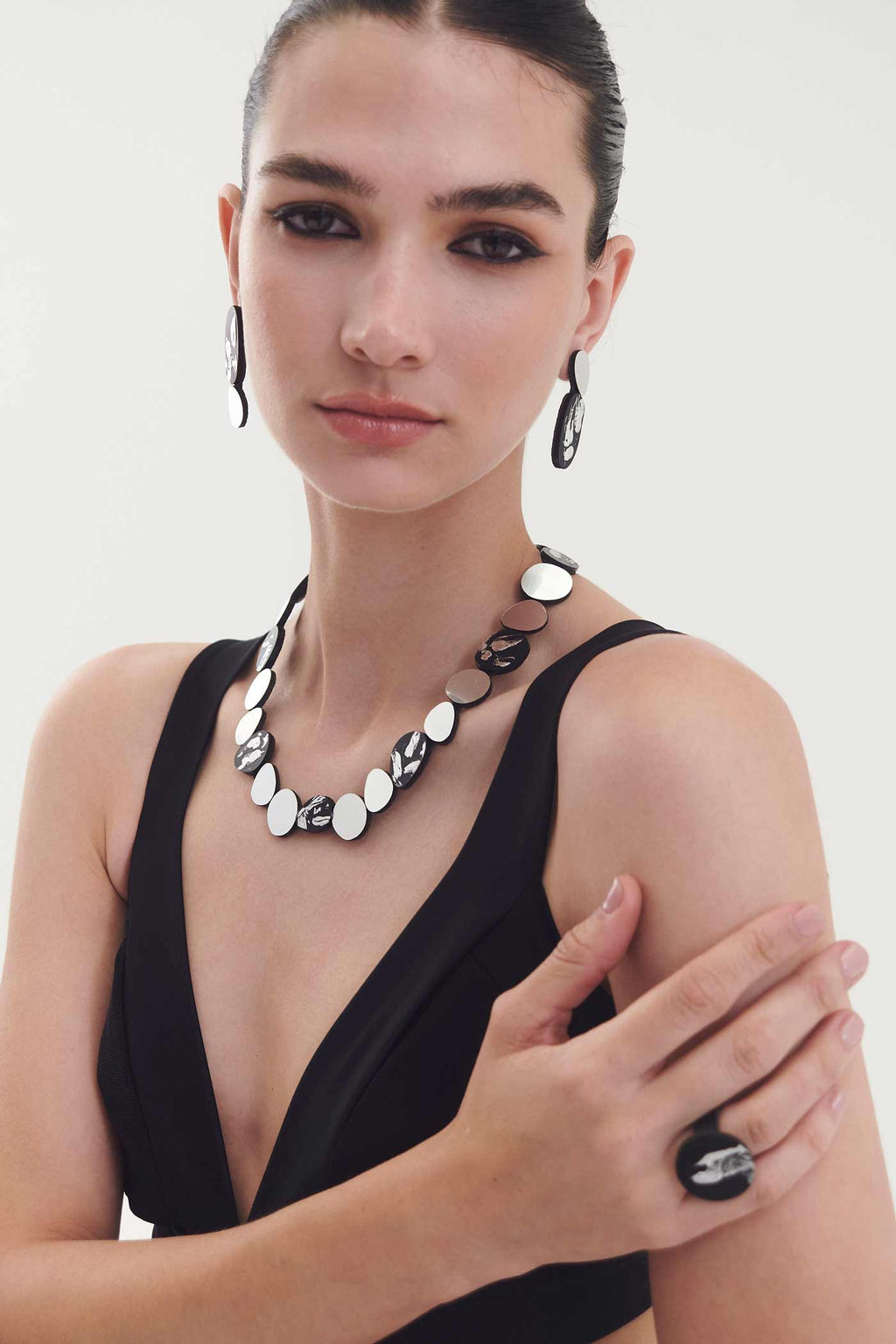 Collar Organic Reflections Redondo - Plata/Negro