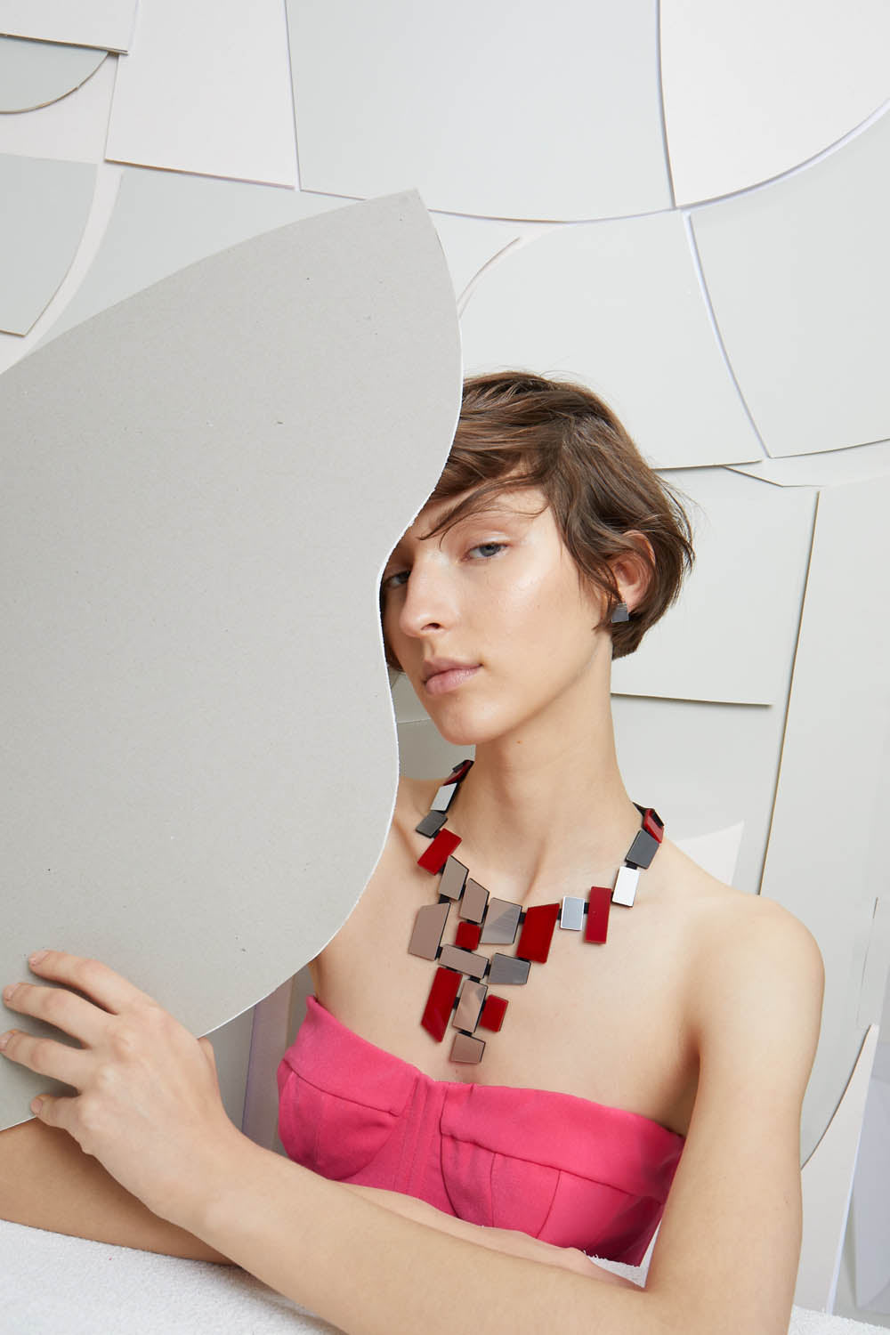 Collar Piet V - Plata/Rojo