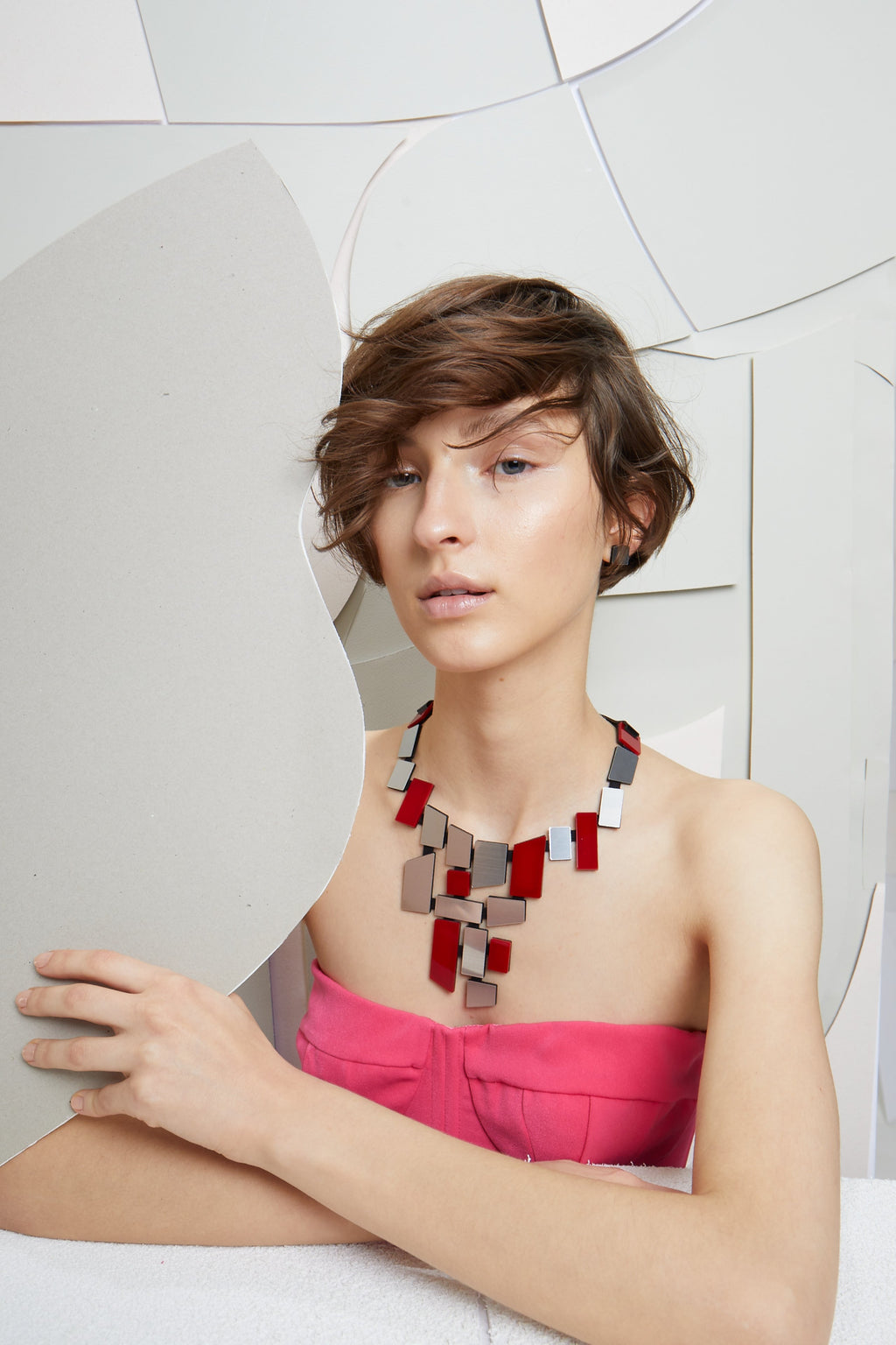 Collar Piet V - Plata/Rojo