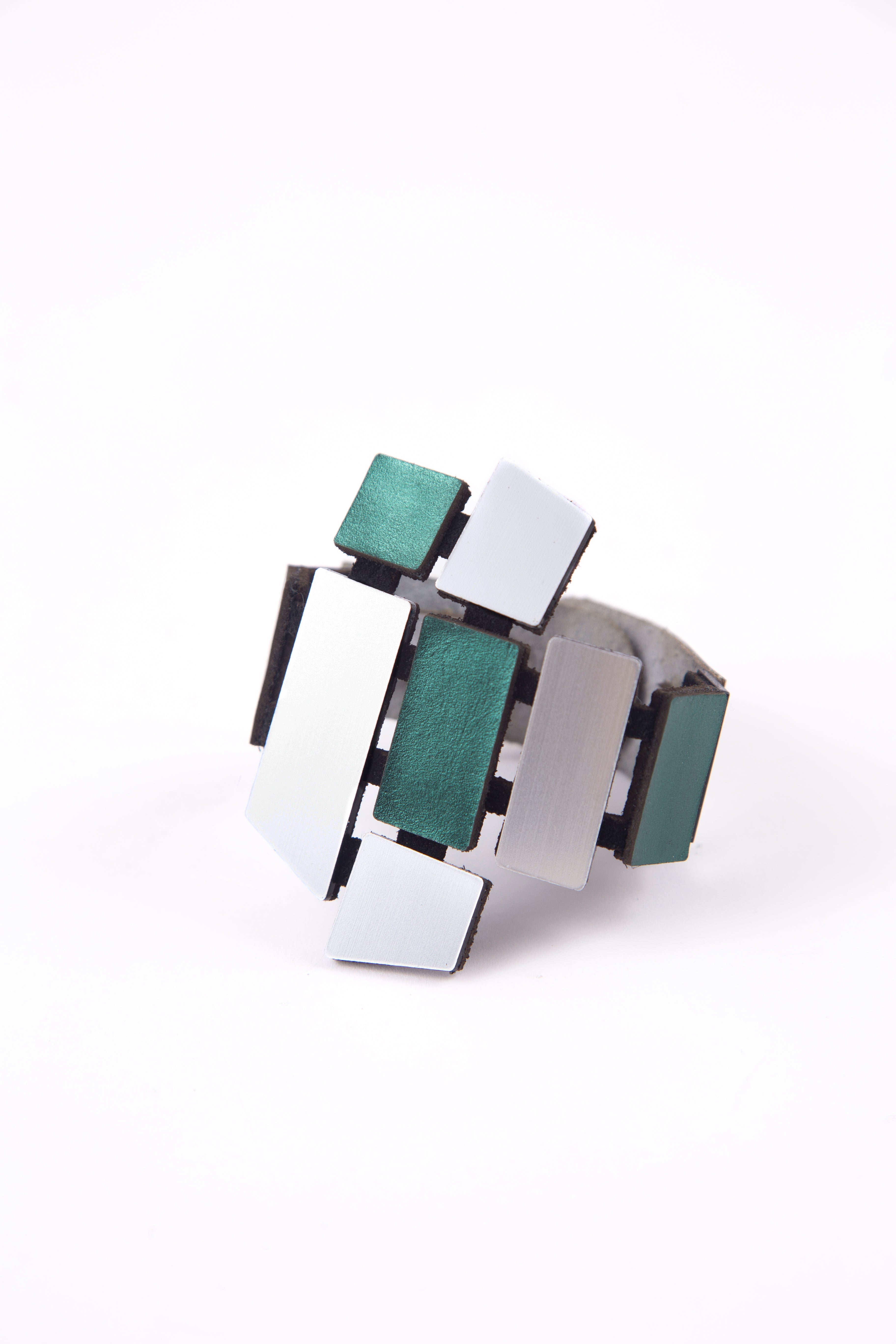 Brazalete Piet - Plata/Verde