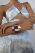 Brazalete Piet - Plata/Rojo