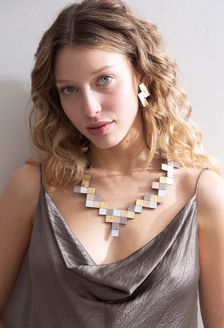 Pixel V Necklace - Metallics