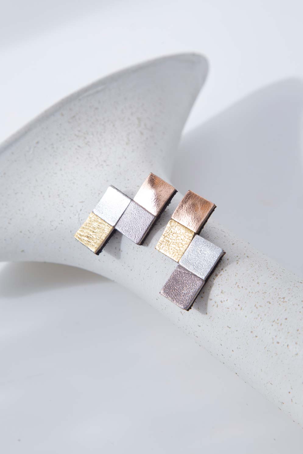 Pixel Tetris Earrings - Metallics